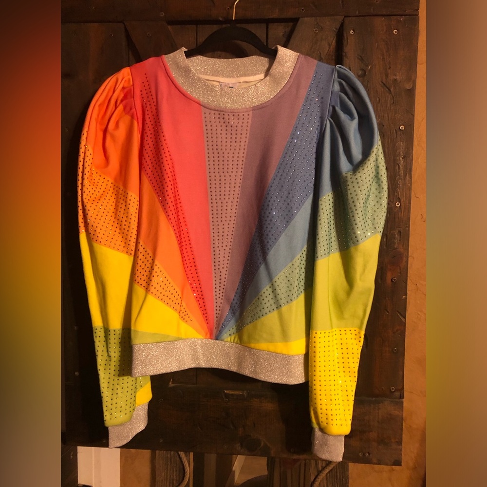 Queen of Sparkles Rainbow Poof Sleeve Top